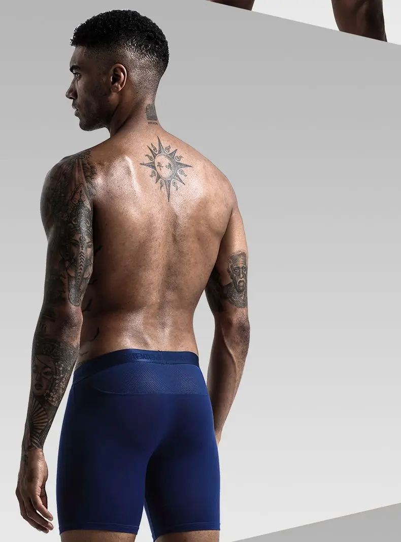 Mens Sports Underwear Long Leg Boxer Briefs Anti Chafing Moisture Wicking Quick Dry Gym Running Modal Ropa Interior Deportiva