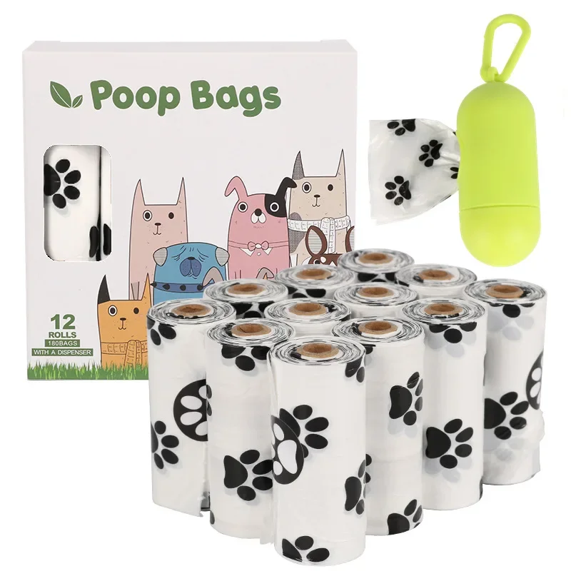 White footprints, dog feces collection bag, D2W photo oxidative degradation pet garbage bag, pet supplies