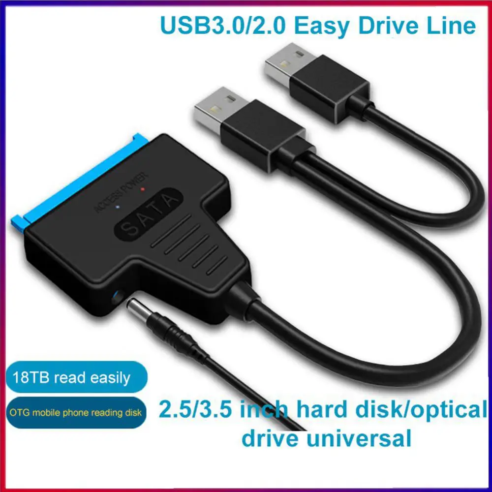 1 szt. Adaptery SATA na USB 3.0 Podwójne kable sprzętowe USB3.0 PC do adapterów maszyn HDD 2,5/3,5 cala Brak dodatkowego przewodu zasilającego