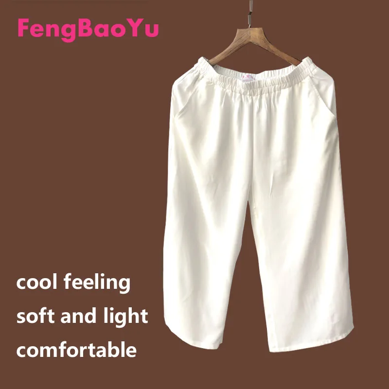 

Fengbaoyu Cotton Silk Lady's Seven-cent Trousers Summer Straight Trousers Leisure Large-size Cool Morning Exercise Running Pants