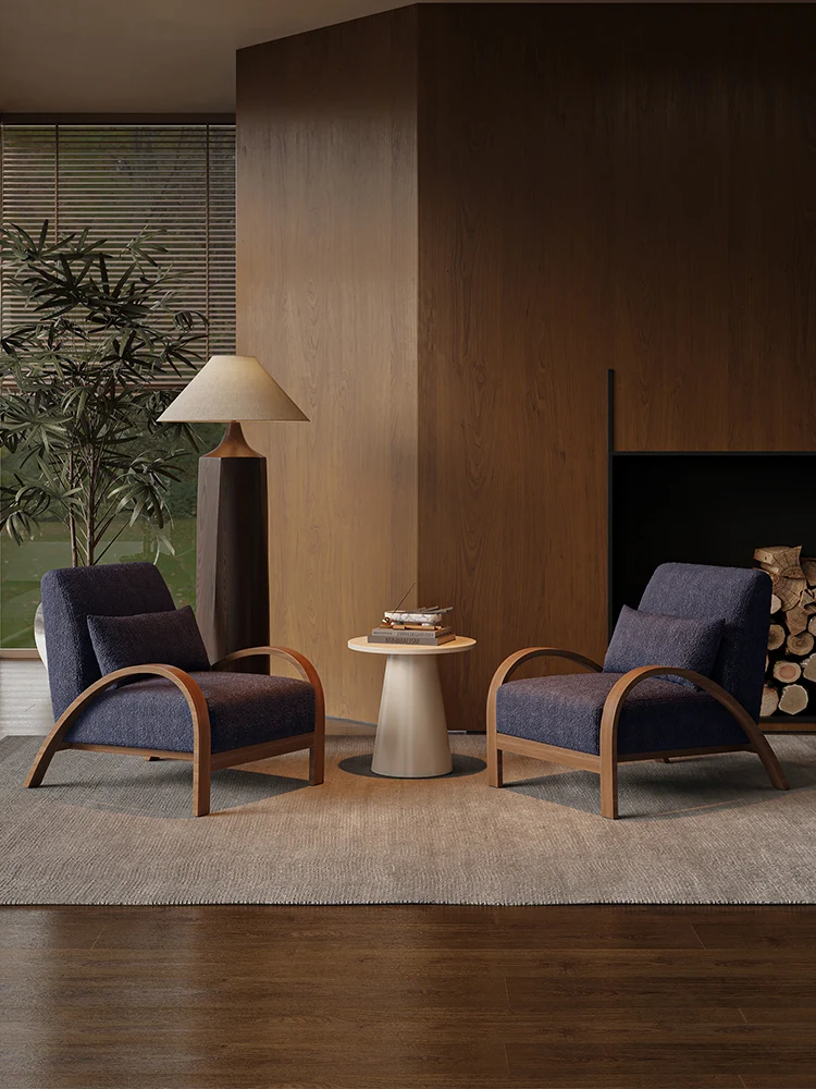 Wabi Sabi Wind كرسي أريكة فردي مصمم لغرفة المعيشة وشرفة B & B منطقة استراحة الفندق والاستقبال وطاولة واحدة وكرسيين