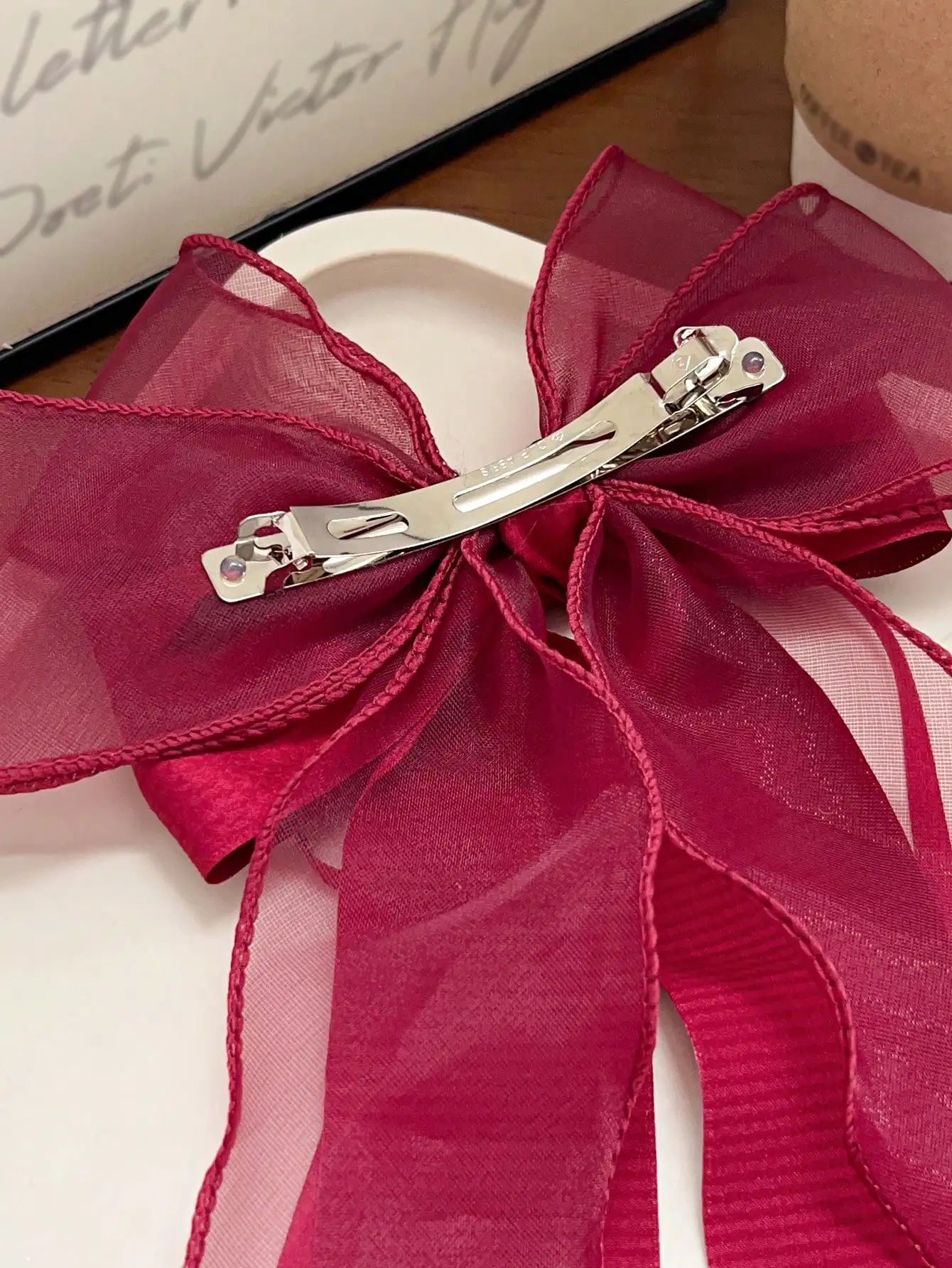 1Pcs Rosa Spitze Bogen Band Frühling Haar Clip Coquette Barrettes Lange Schwanz Band für Frauen Weihnachten Valentines Hochzeit Prom zubehör – Detail 17