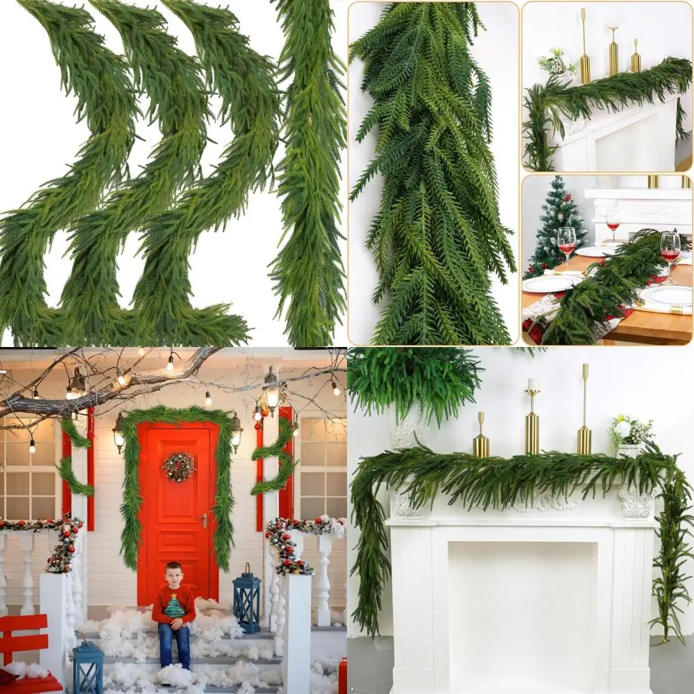

Плотные 9-футовые зимние сосновые гирлянды Real Touch на Рождество, украшение из искусственной зелени, зеленые сосновые гирлянды премиум-класса Norfolk
