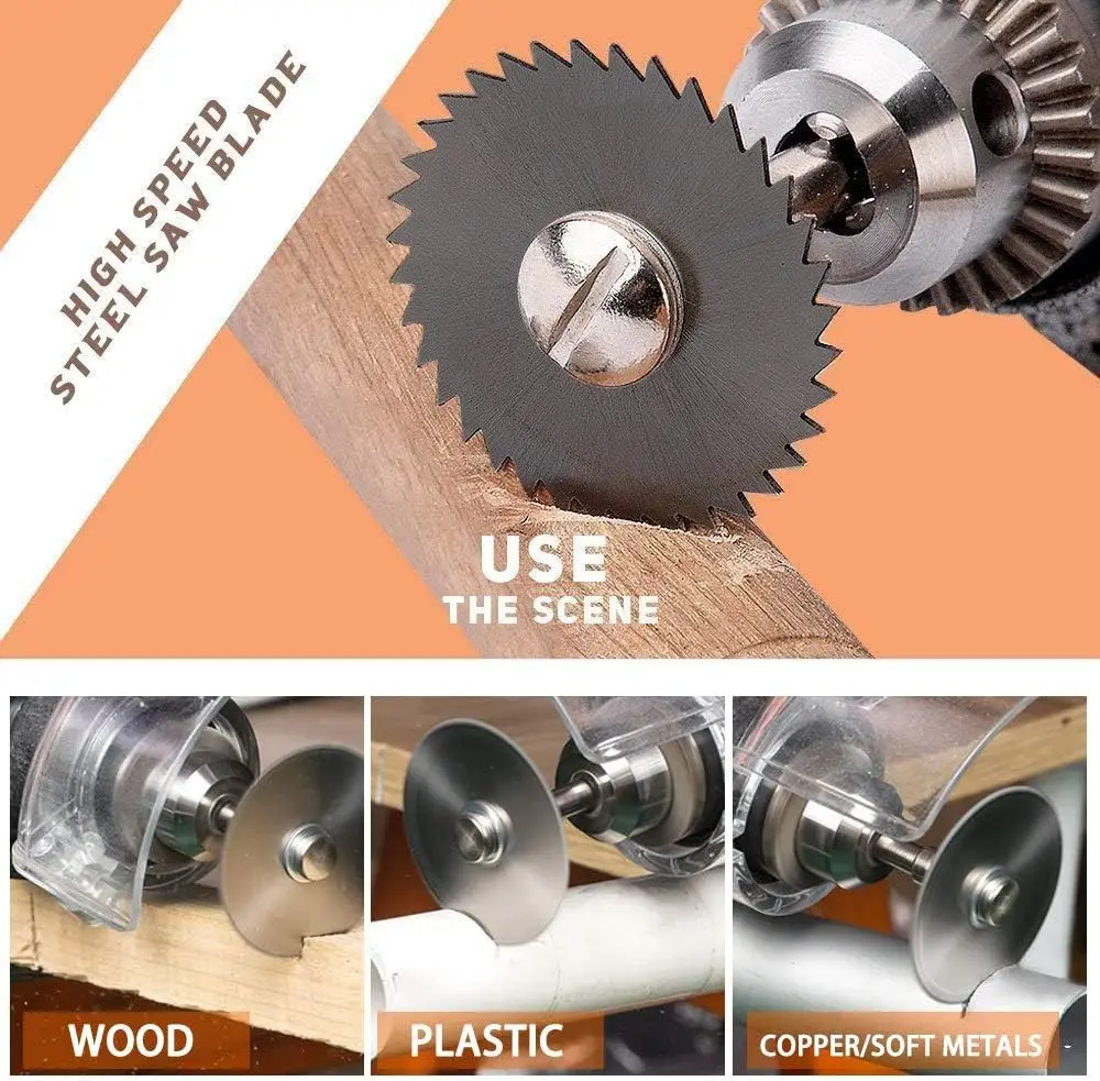 Mini HSS Metal Cutter Circular Saw Disc Wheel Blade Woodworking Durable Precision Cut Mandrel Mini Rotary Tool Accssory Set