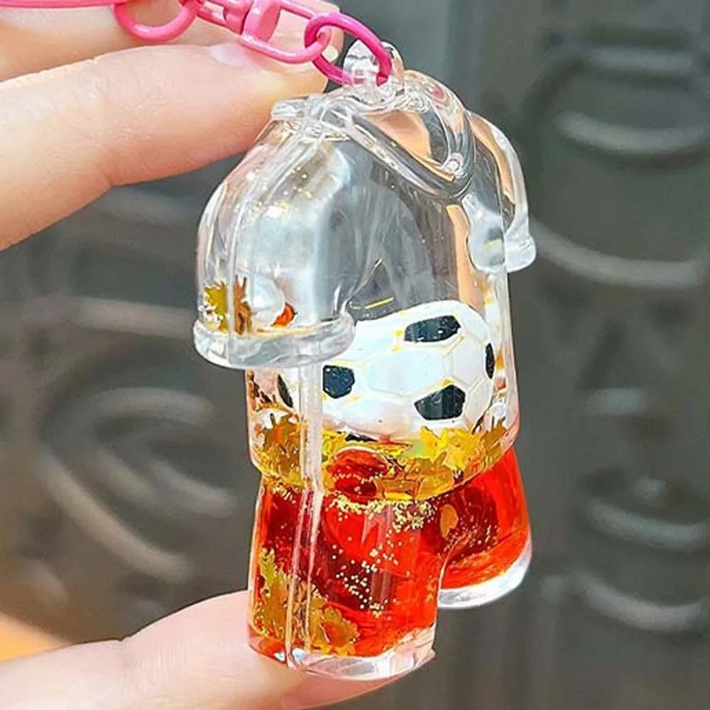 Pendant Football Jersey Quicksand Bottle Candy Color Transparent Soccer Kit Key Chain Flowing Mini