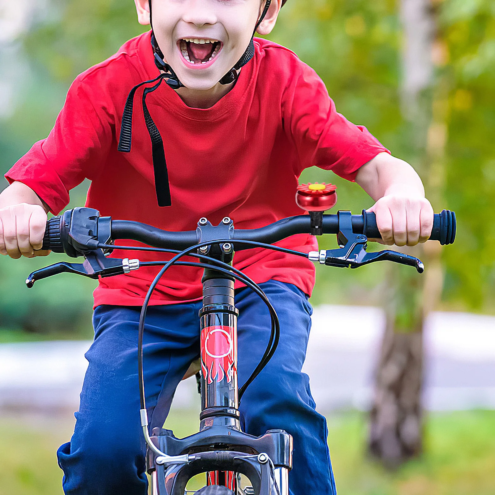 

Sunflower Bike Bell Red Handlebar Ring Ringer Horn Suitable for 22Cm Diameter Lightweight Cycling Bell