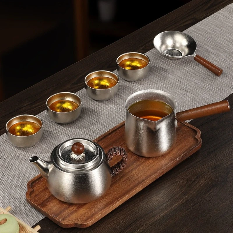 

High-grade pure titanium teapot Kung Fu tea set Household teapot outdoor camping antibacterial fresh-keeping kettle