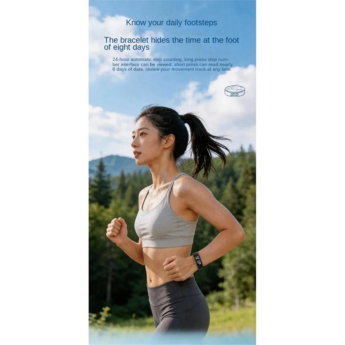 Bracelet LED Digital Waterproof 12 Groups Wake-Up Body Temperature Monitor Running Pedometer Band B