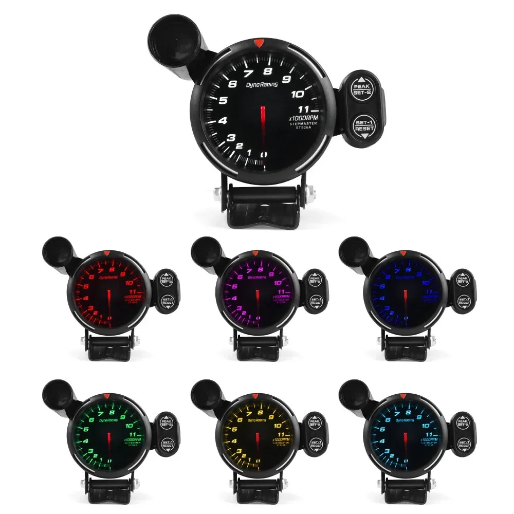 7-Color Backlight High Speed Stepper Motor Racing Gauge ar RPM Tachometer Gauge 80mm 0-11000 RPM Meter with Shift Light