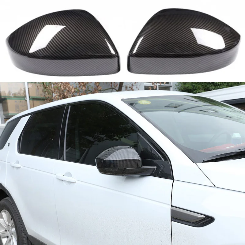 2Pcs Car Look Carbon Fiber Rearview Rear View Mirror Cover For Land Rover Discovery Sport Range Rover Velar Evoque Jaguar F-Pace