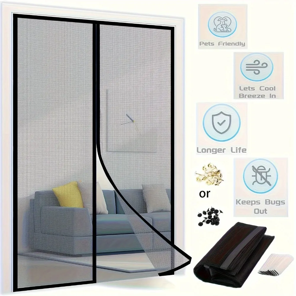 Magnetic Door Curtain Automatic Mosquito Closing Door Screen Net Anti Bug Fly Insect Partition Curtain Mesh Summer Indoor Tools