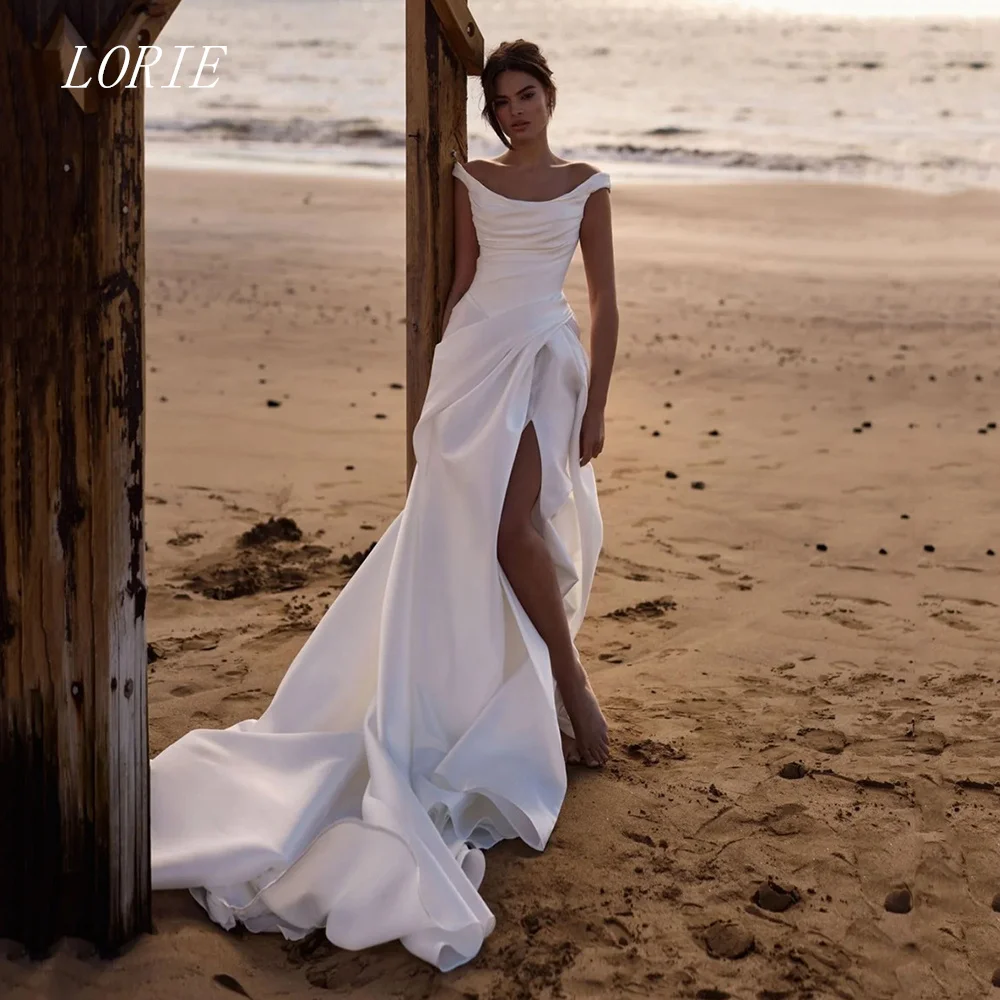 

LORIE Luxury Mermaid Wedding Dress Boat Neck Beading Bridal Dresses Spaghetti Strap Wedding Gown Customized 2026