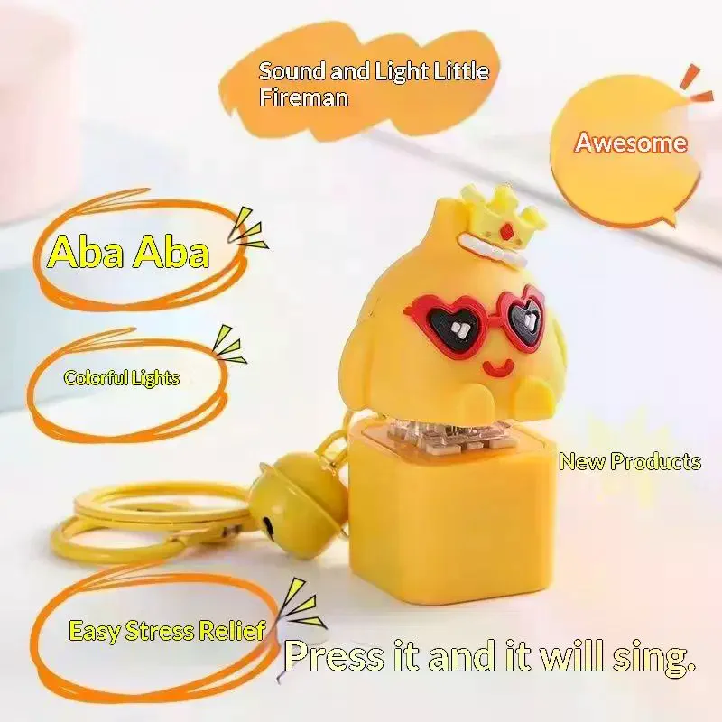 Porte-clés en bois en forme de poisson jaune, clavier mécanique électronique lumineux, porte-clés, testeur d'axe