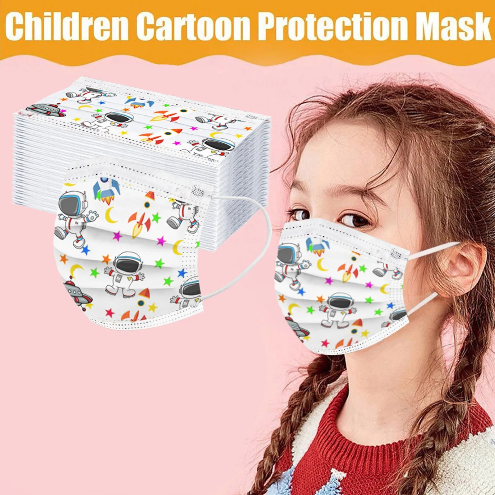 50PCS Children\'s mask Disposable Face Mask  Industrial 3Ply Ear Loop Outdoor Dust-Proof Face Protective Mask Disposable Mask