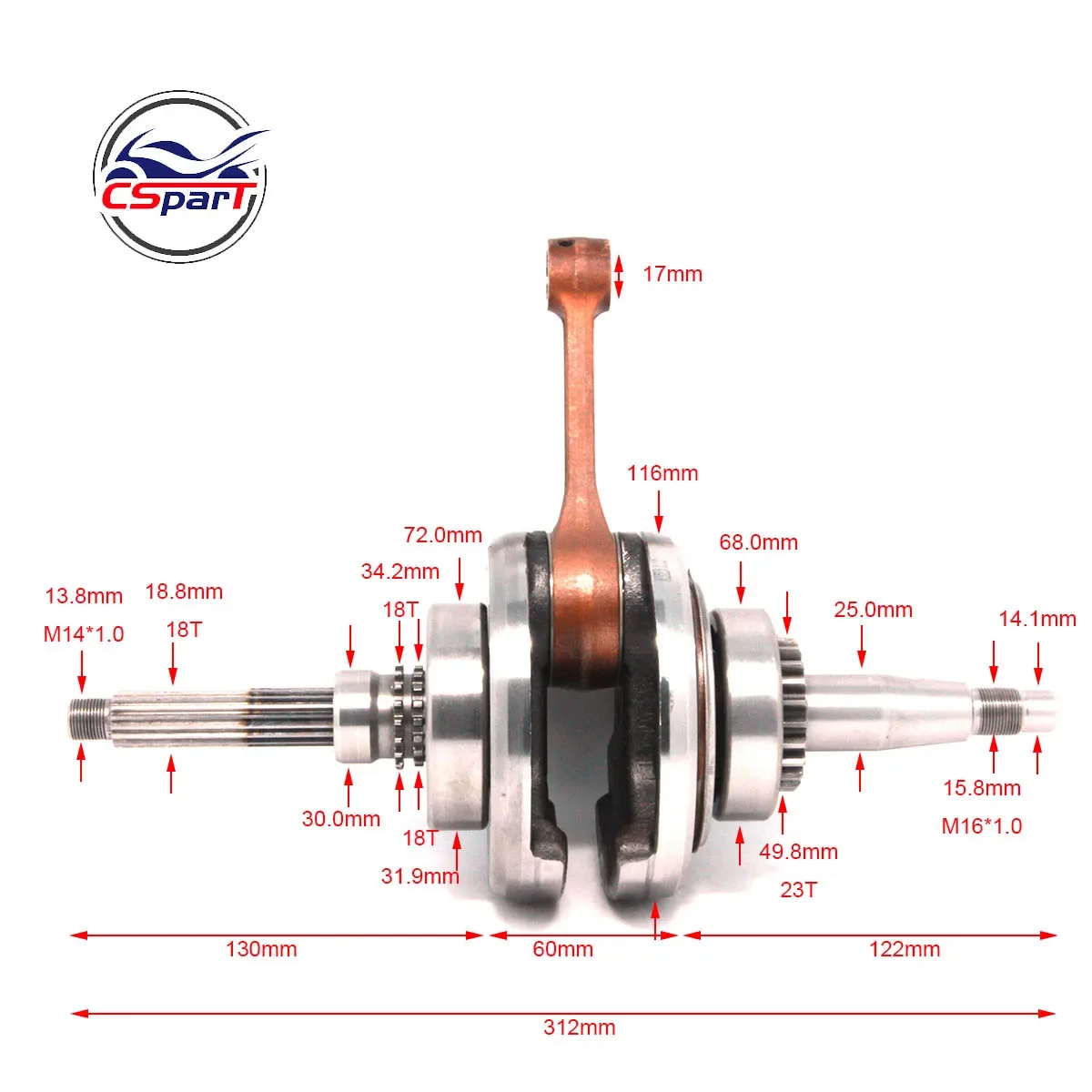 Crankshaft For Linhai 250 257 260 300 YP VOG YP250 Buyang JinLing FA-D300 H300 22501 Manco talon Scooter Go Kart Buggy ATV