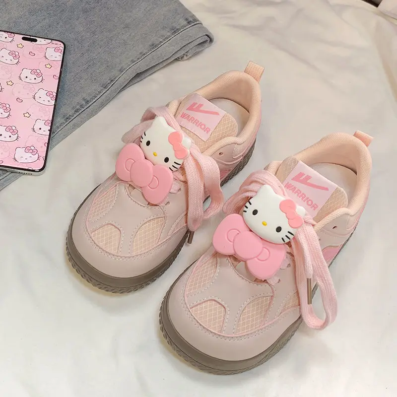 

Cartoon Sneakers Hello Kitty Student Girls Pink Shoes Anime Detachable Cute Cat Bow Sports Shoes Soft Sole Sweet Leisure Shoes