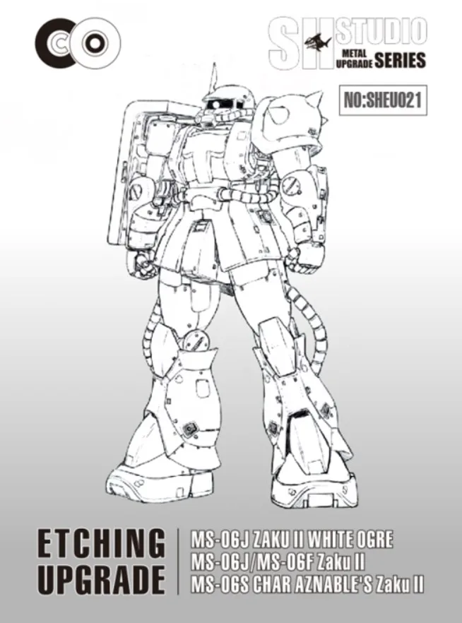 SH STUDIO for Gundam  1/100 MG MS-06J ZAKU II MS-06FMS-06S CHAR AZNABLE'S Special Etching Sheet Assembled Model Accessories