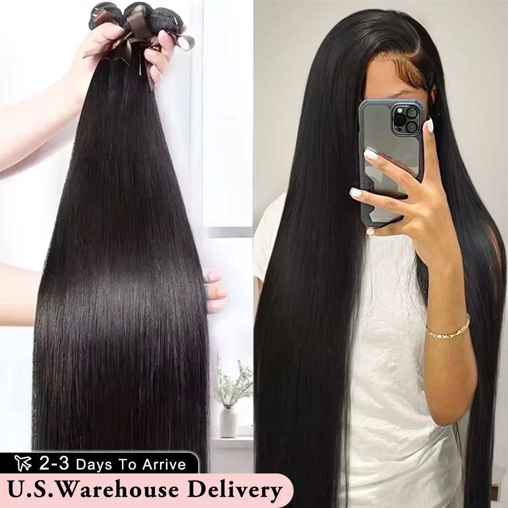 

Наборы прямых прядей из натуральных человеческих волос 30-36 дюймов, 16A, необработанные, бразильские, 100% натуральные человеческие волосы, распродажа