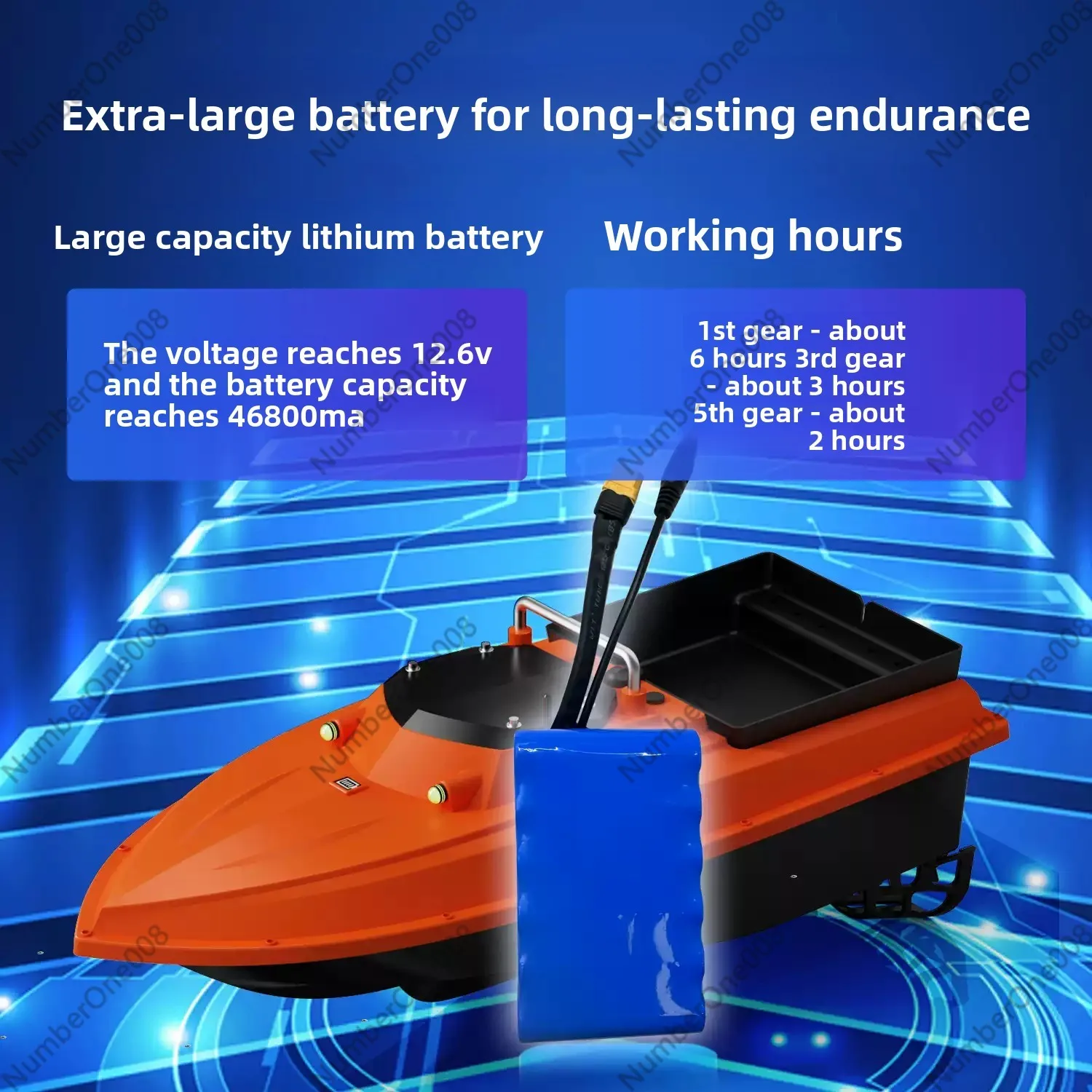 New 12 Volt Large High Speed High Horsepower Bait Boat Dual Antenna Automatic Decoupling Bait Boat