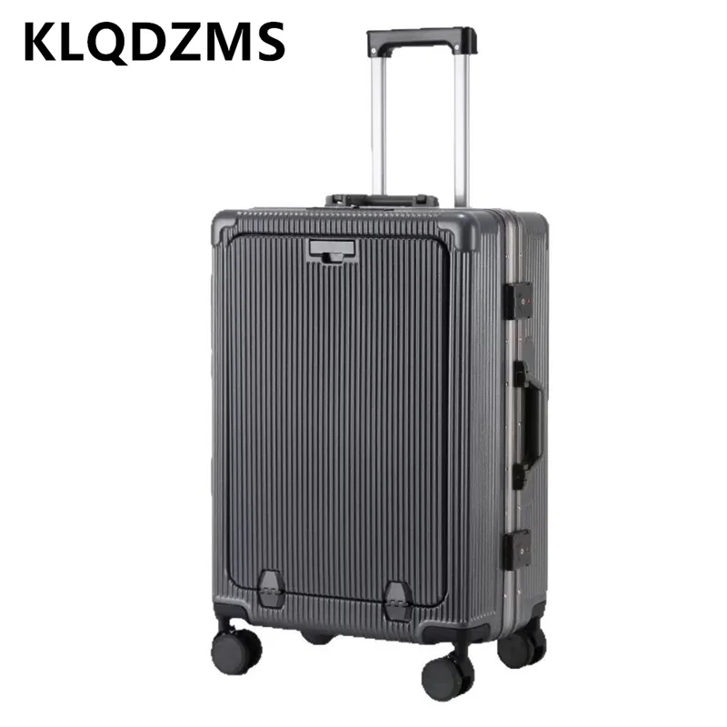 

KLQDZMS Rolling Suitcase 24 Inch ABS+PC Aluminum Frame Trolley Case 20 Inch Front Opening Laptop Boarding Case Cabin Luggage Bag