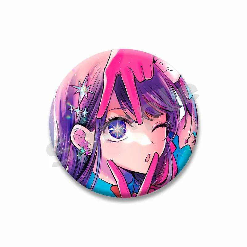 Anime OSHI NO KO Soft Button Pins Cartoon Character Ai Hoshino Akuamarin Rubii Cosplay Badge Tinplate Round Brooch Accessories