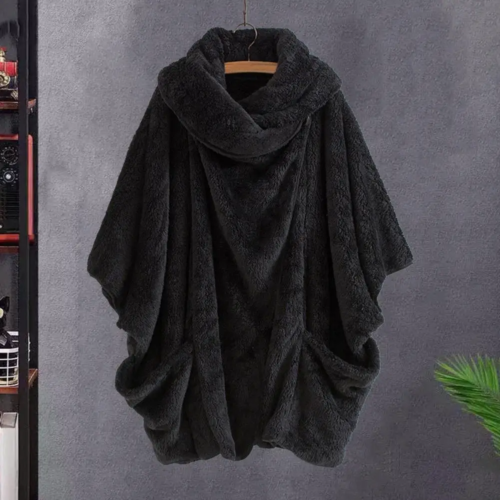 2023 Winter Warme Dicke Batwing Ärmeln Horn Schnalle Lose Mantel Poncho Capes Frauen Einkaufen Mantel