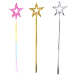 Fairy Wand 13 Inches Golden Silver Angel Star Magic Wand Five-Pointed Star Princess Magic Fairy Cane For Girls Stage Elf Cost