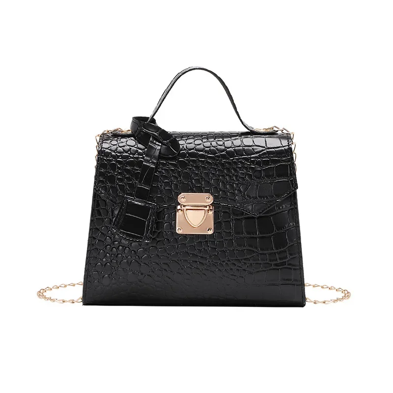 Crocodile pattern bag 2024 ladies hand bag simple handbag Korean version vintage fashion small square bag