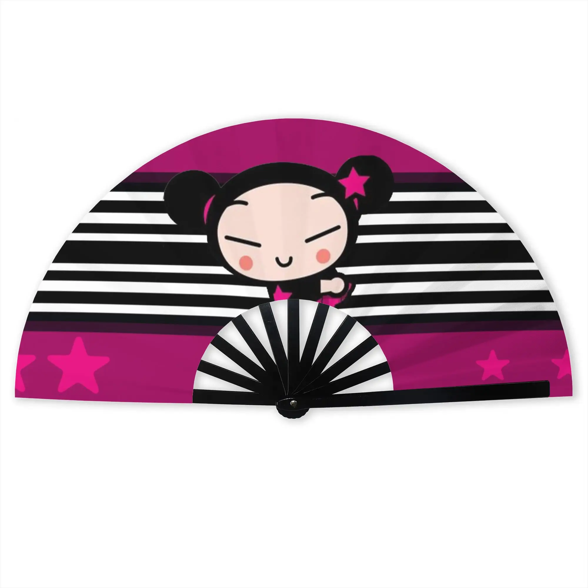 Custom Cute Cartoon P-Pucca Film Promotional Gift Hand Fan Event Souvenir  Durable Folding Fans Unique Bulk Pack Fan
