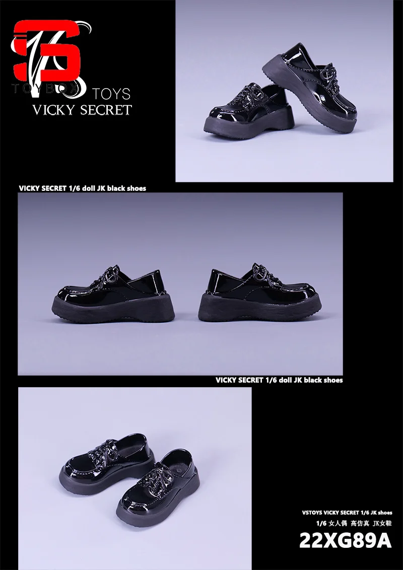 VSTOYS 22XG89 22XG90 22XG91 Buty JK dla dziewczynki w skali 1/6, buty do mundurka szkolnego, model pasujący do 12-calowej figurki żołnierza.