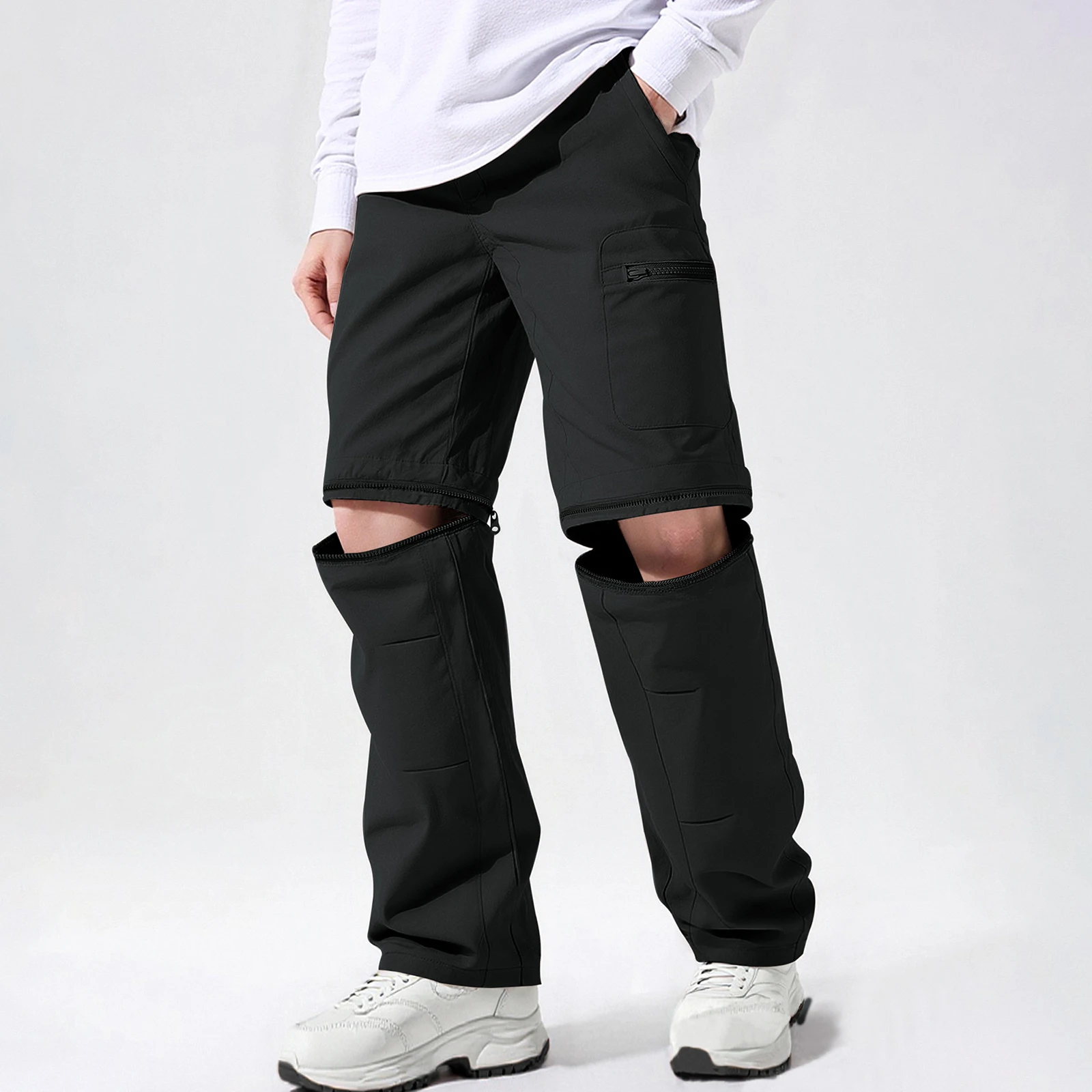 Herren-Zwei-Wege-Langhose, leichte Herren-Wanderhose, modische, lässige, einfarbige Cargohose mit geradem Bein für die Arbeit im Freien