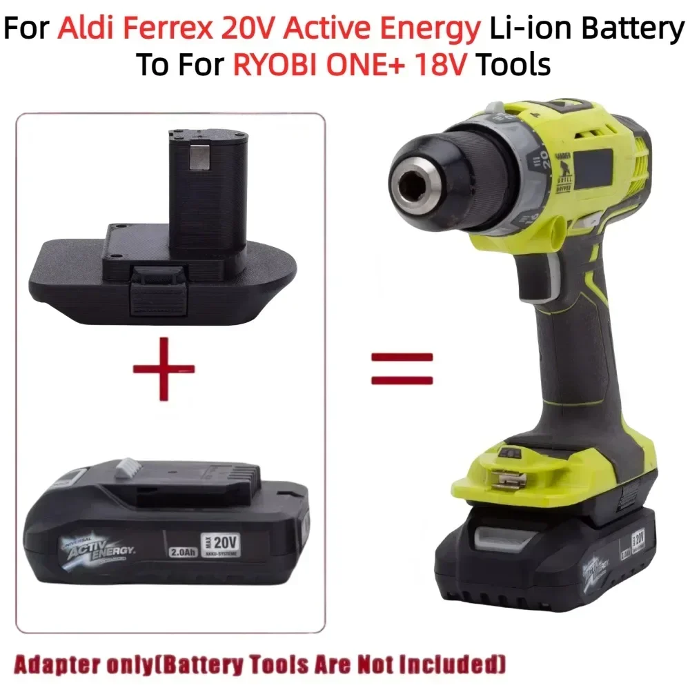 Battery Adapter Converter for Aldi Ferrex 20V Active Energy Li-ion Battery TO RYOBI ONE+ 18V Cordless Drill Tools(Only Adapter)