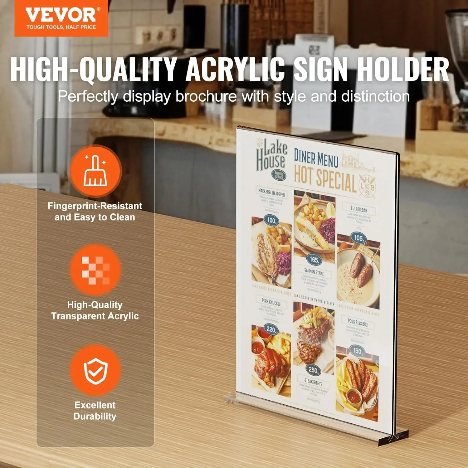 Acrylic Sign Holder, 6 Pack 8.5 x 11-inch Brochure Display Holders, T-Shape Double Sided Display Sign Stand