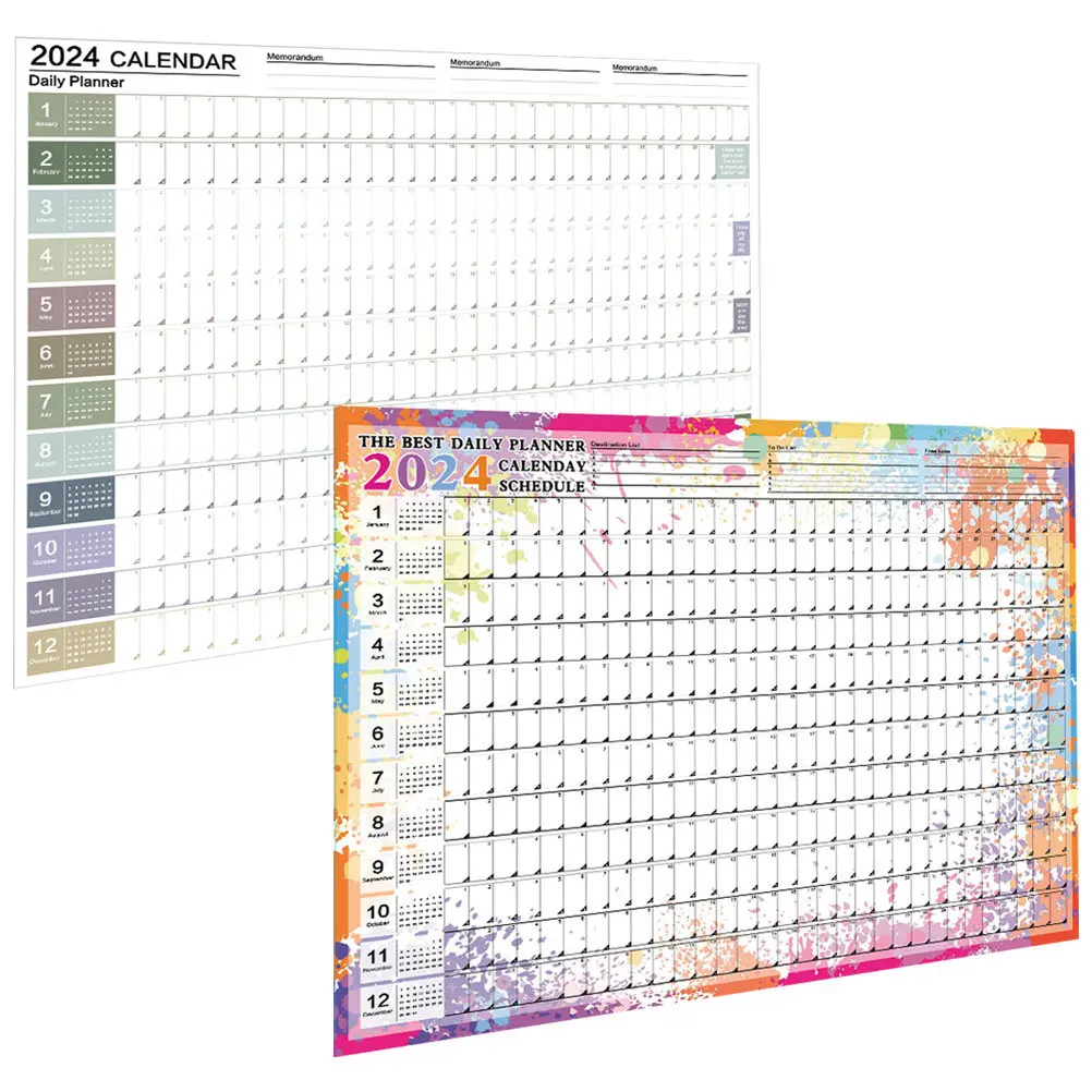 

2Pcs Multipurpose Wall Calendar Planner 2023 English Yearly Schedule Calendar for Teachers Students Office Workers Home