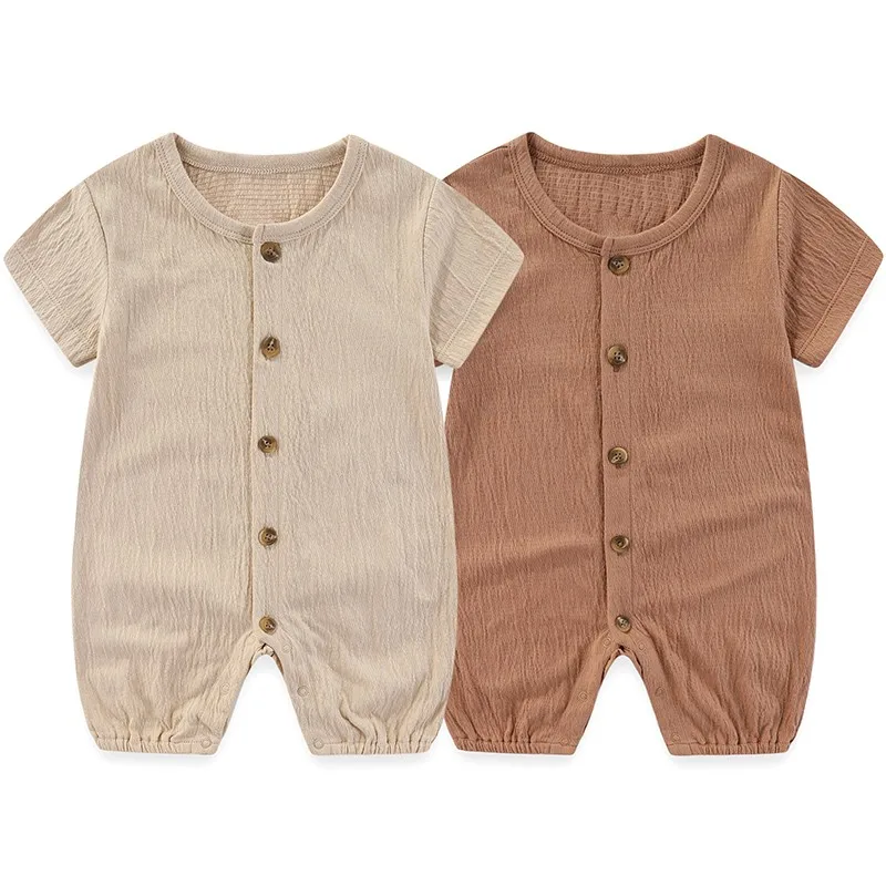 Barboteuse 2 pièces en coton pour bébé fille et garçon de 0 à 24 mois, vêtements d\'été à manches courtes avec imprimé de dessin animé