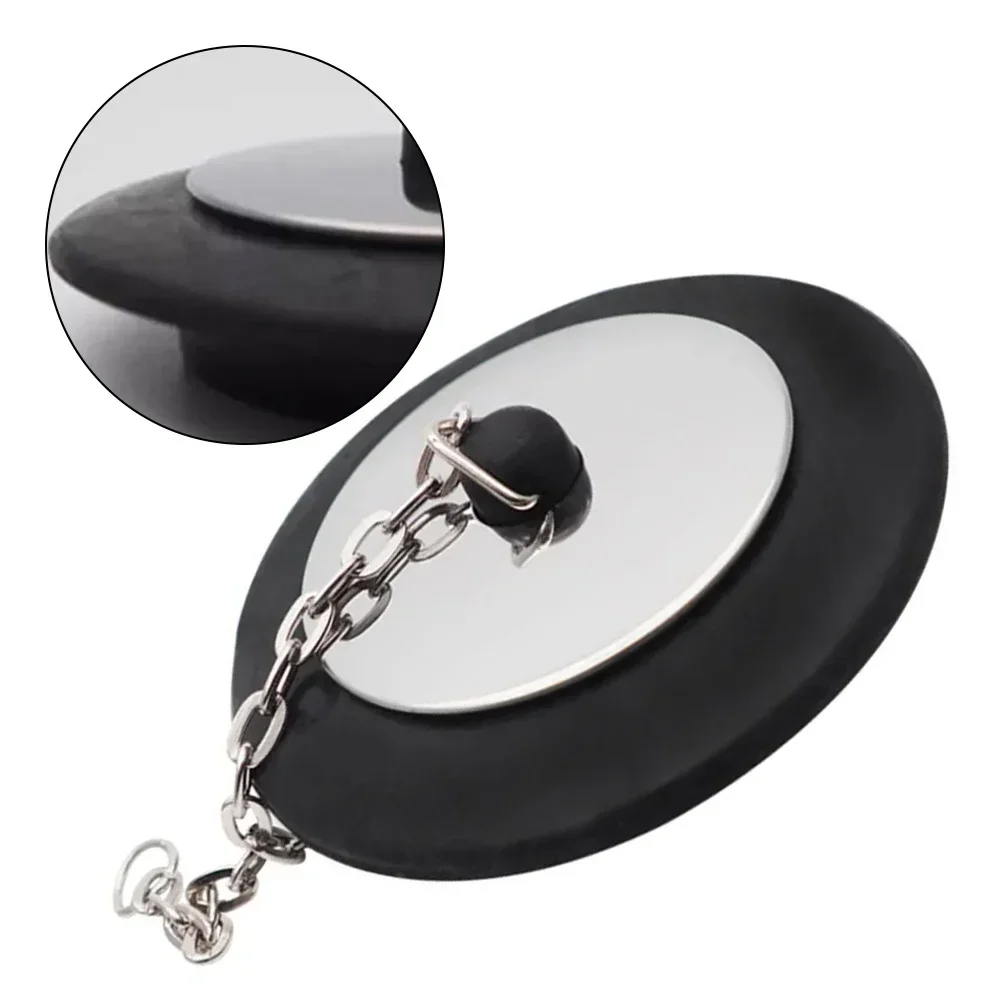 1 stücke Bad Stecker Gummi Badewanne Stopper Abfluss mit Kette Waschbecken Waschbecken Metall 7,5x7,5x3cm Banthroom Zubehör