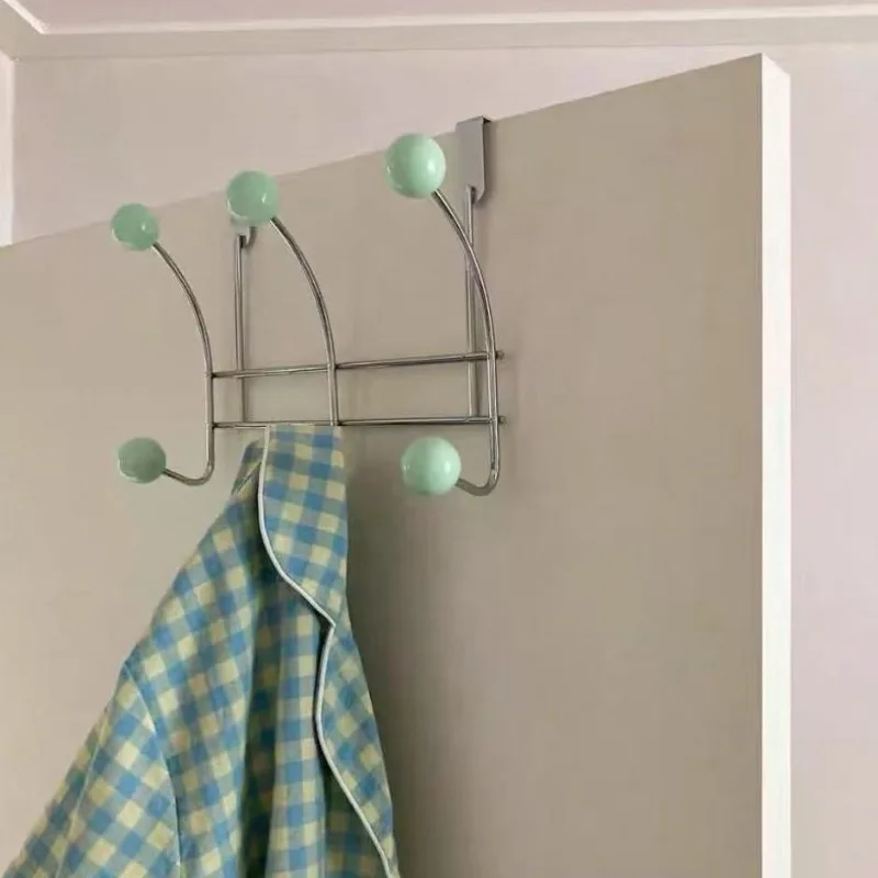 Simple Door Hooks Iron Frame Wooden Spherical Clothes Caps Three Hooks Modern Door Hanger Organizer Home Storage Organization