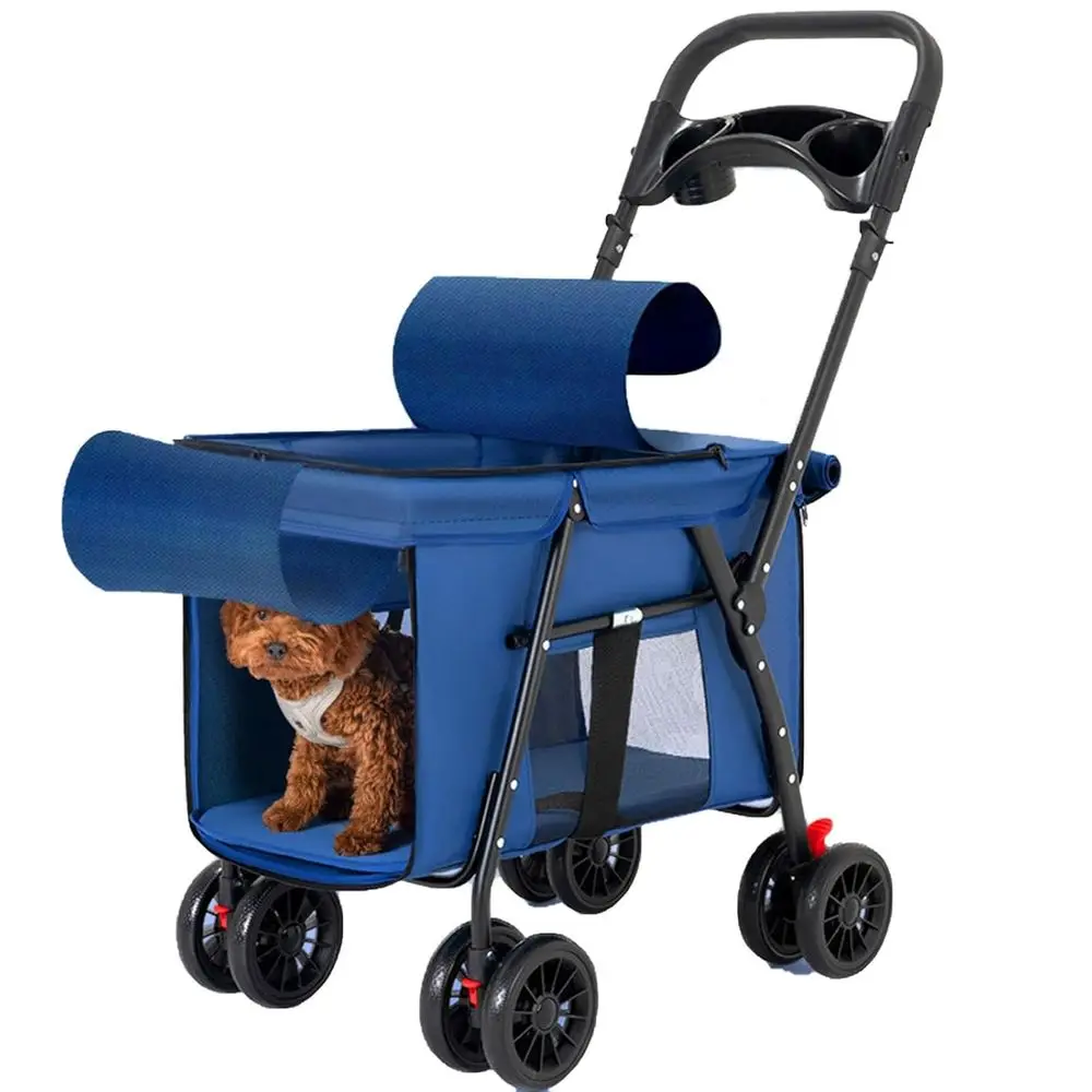 

Компактная коляска для маленьких собак с местом для хранения, подстаканником и 360° ° Поворотное колесо для удобства путешествий