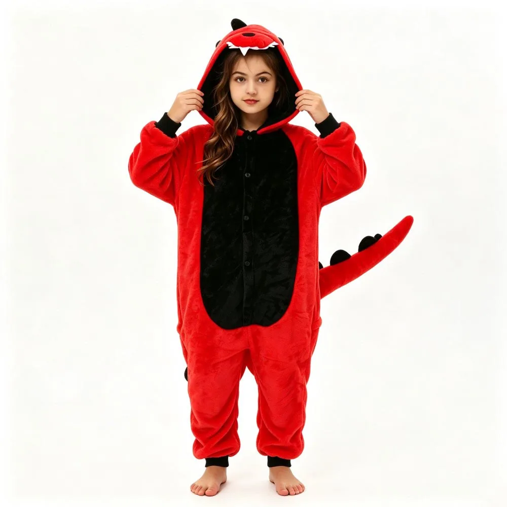 Winter Warm Flannel Kigurumi Pajamas One Piece Hooded Animal Cartoon Jumpsuits Halloween Christmas Cosplay Costume Sleepwear Pjs