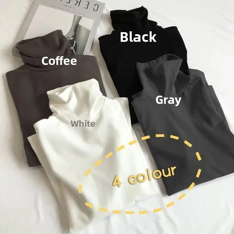 Double-Sided German Velvet High Collar Long Sleeve Women's Base Shirt Inner Wear Outer Wear Top Korean Style New Autumn Winter