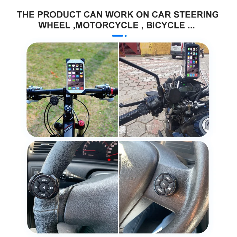 Wireless Media Bluetooth Button Remote Controller Car Motorcycle Bike Steering Wheel MP3 Music Play For IOS Android Phone Tablet