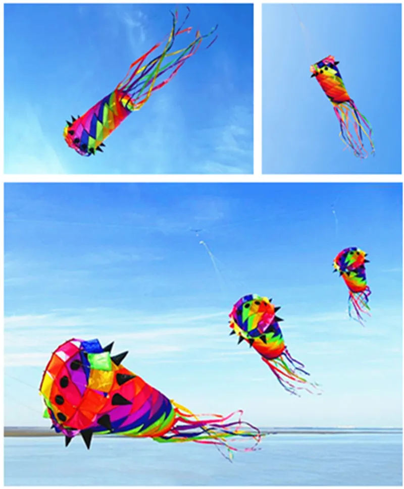 free shipping windsocks 3d kites tails inflatable games toys wind kites for children colorful flying kites wind sock kite reel