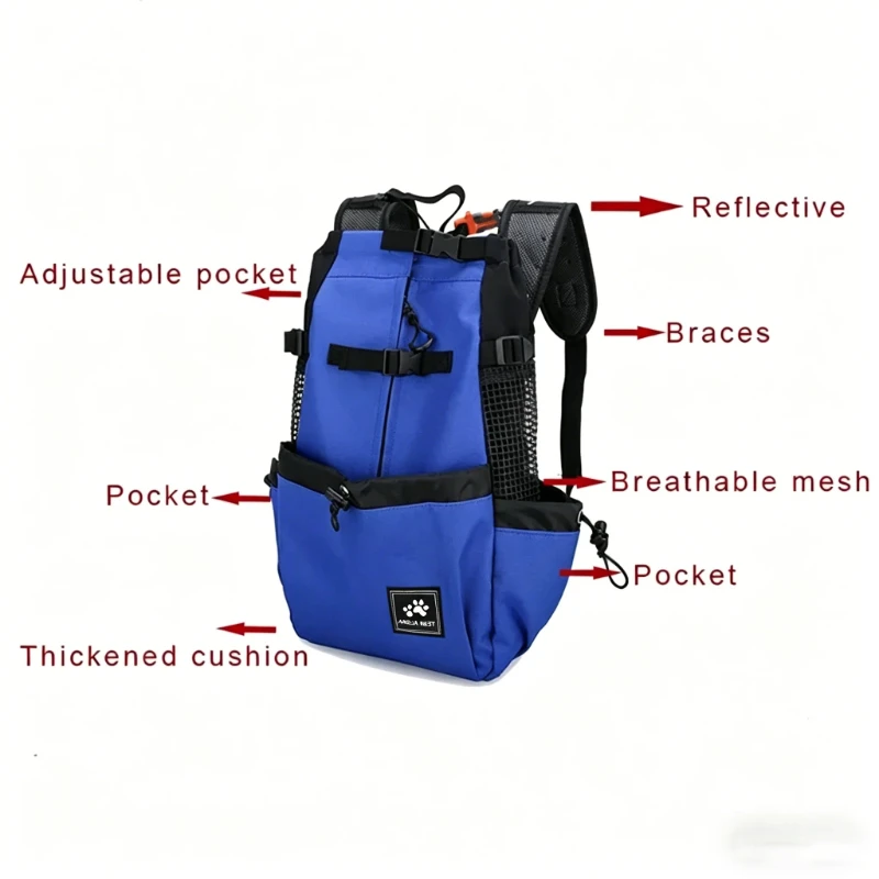Robuster Nylon-Hunderucksack für Kleine und Mittlere Hunde Hochwertiger Atmungsaktiver Fahrradrucksack für Outdoor-Reisen Haustierzubehör – Detail 4