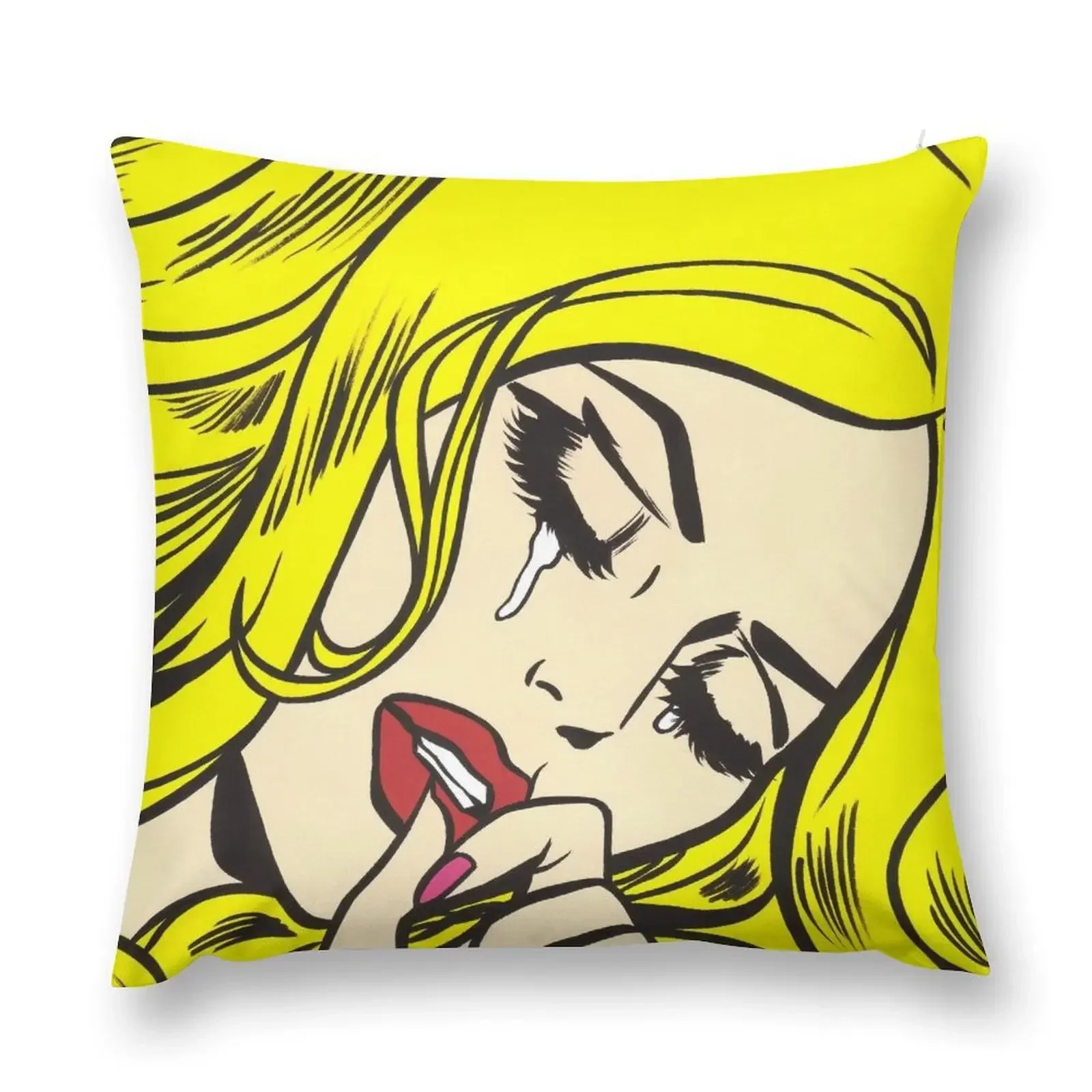 

Blonde Crying Comic Girl Throw Pillow anime girl Cushions Cover pillow