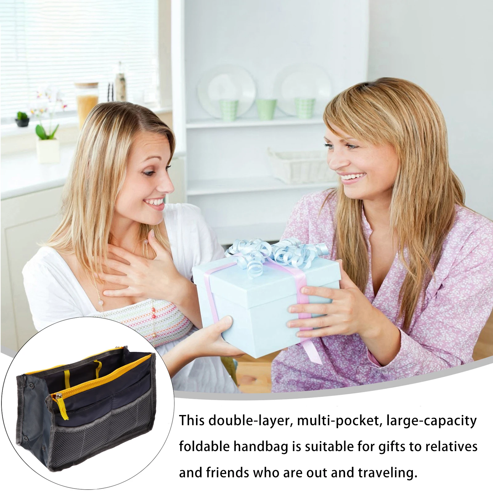

Nylon Bag Liner Large Capacity Storage Travel Purse ganizer Clutch Wallet Jewelry Glasses Cosmetics Portable Tote Stylish