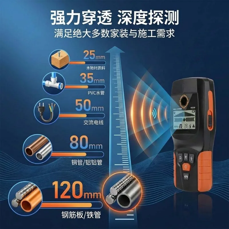 WS120 Wall-Penetrating Detector | Precise Positioning of Water and Electrical Pipelines, Intelligent Rebar Finding