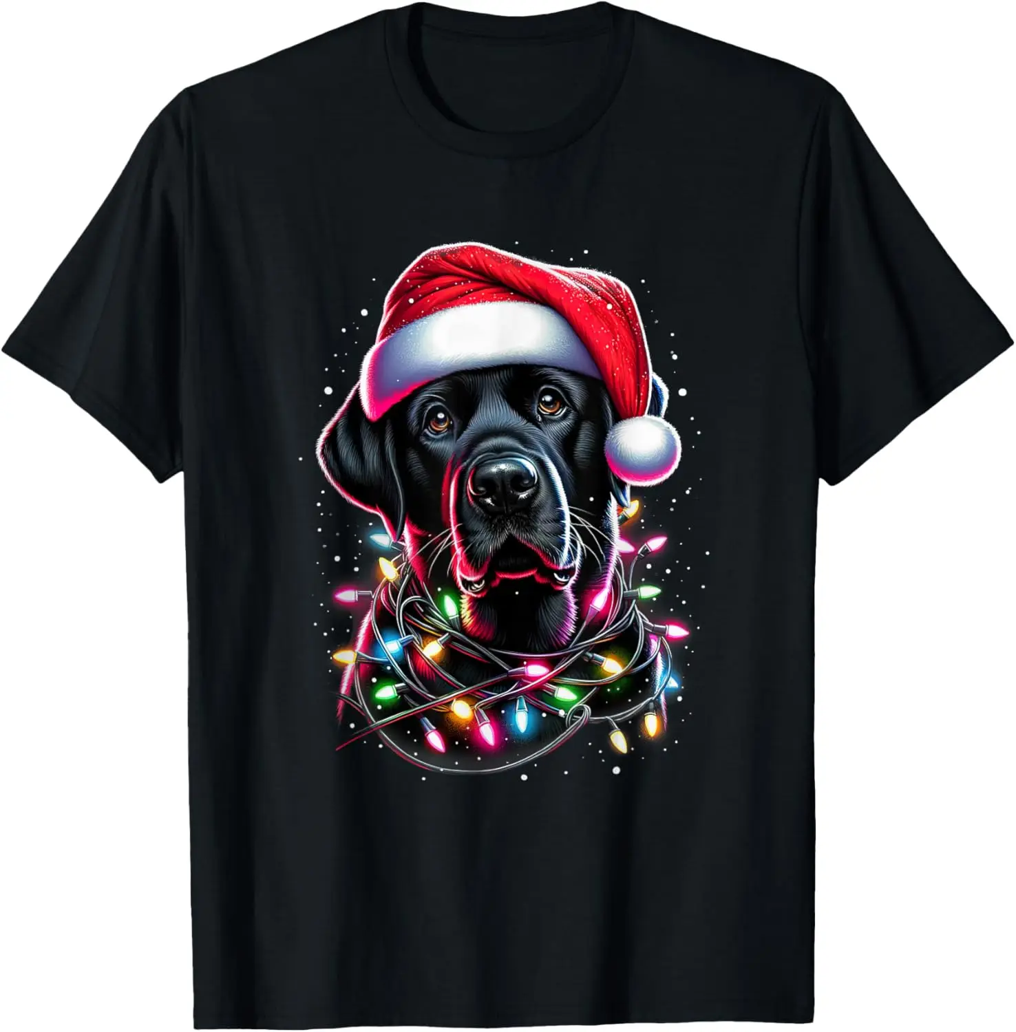 Black Lab Labrador Christmas Tree Light Pajama Dog Xmas T-Shirt