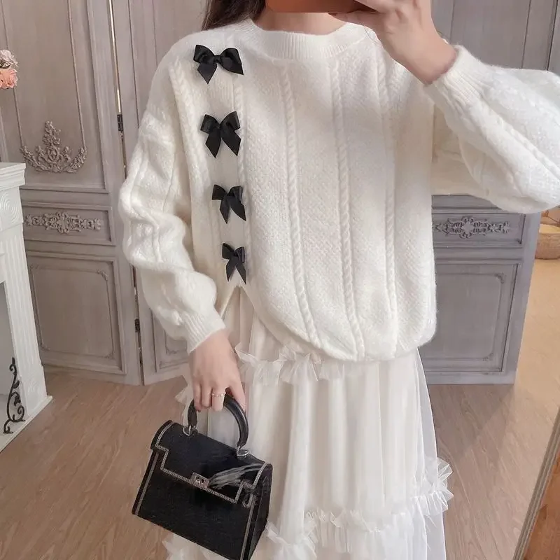 Striped Sweater Cardigan Spring Autumn New O-Neck Long Sleeve Button All-match Knitting Tops Sweet Fashion Vintage Women Clothes