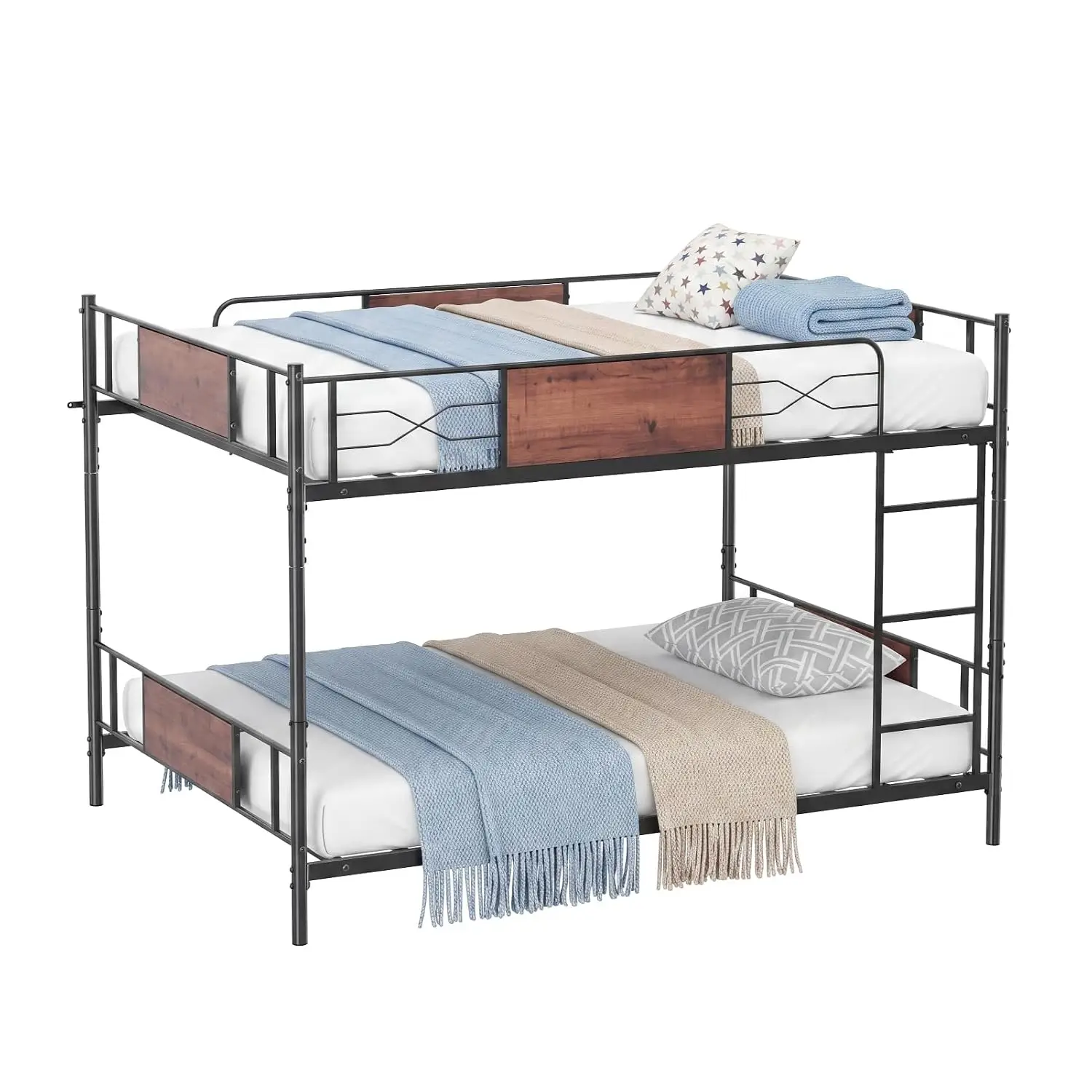Metal Full Over Full Bunk Bed, Convertible to 2 Separate Full Size Beds | Detachable Metal Frame with Guardrail &, Customized