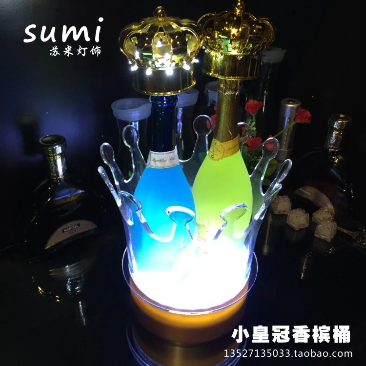 

Прямые продажи с фабрики, светодиодное светящееся ведро для шампанского, креативное светящееся ведро для льда с короной, ведро для пива барного КТВ, ведро для красного вина